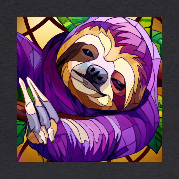 Purple Sloth in Stained Glass by Star Scrunch